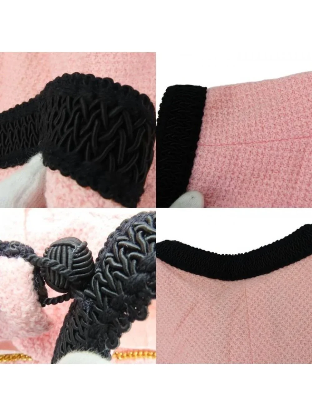 Chanel Set Suit 36 Wool Silk Pink Black Bicolor Coco Button Apparel Women